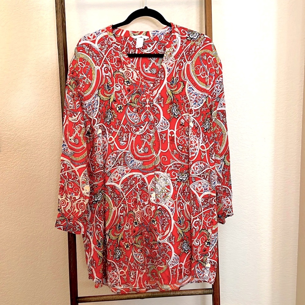 H&M Orange Printed Pattern Dress SZ 6